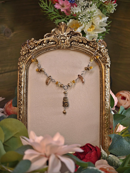 Novyra Jewelry and Clay Art Yellow & Gold Countess of Cats Necklace Novyra