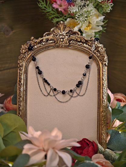 Novyra Jewelry and Clay Art Black Countess of Asymmetry Necklace Novyra