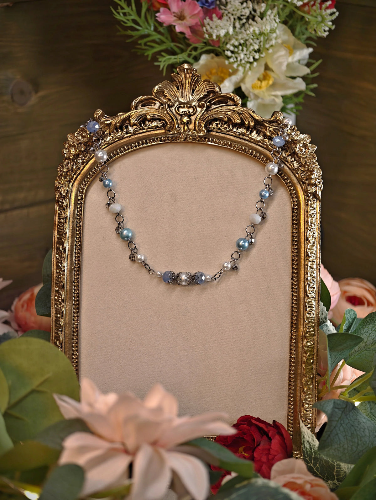 Novyra Jewelry and Clay Art  Blue & White Countess of Winter Necklace Novyra
