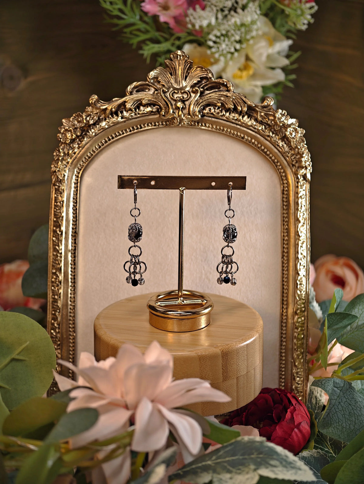 Novyra Jewelry and Clay Art Black & White Chainmaile Earring Novyra