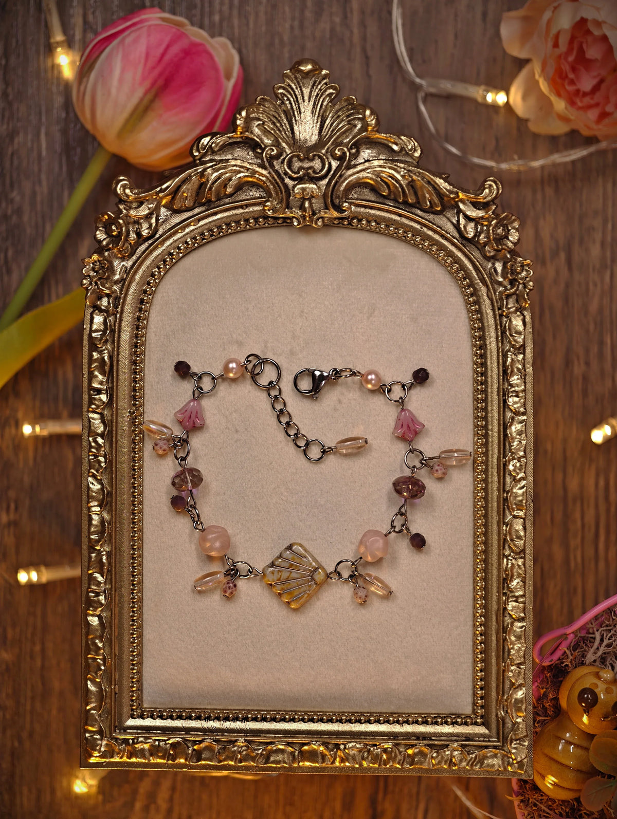Novyra Jewelry and Clay Art Pink Shell Bracelet Novyra